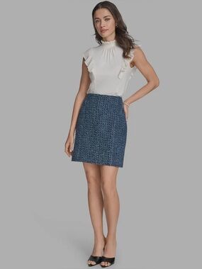 BCBGMAXAZRIA cotton tweed mini pencil skirt in blue indigo NWT size 6